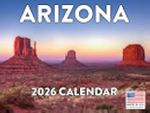 Arizona Calendar 2026 Wall 12 Month Monthly AZ Scenic Souvenirs Arizonan Themed Southwestern Gifts | American Made In The USA