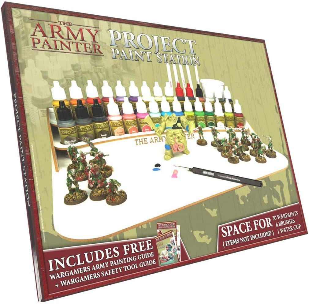 The Army Painter Model Paint Stand and Paint Brush Holder - Dropper Bottle Rack for Paint Storage with Brush Organizer - Project Paint Station for 30 Warpaints, 7 Paintbrushes and 1 Water Cup
