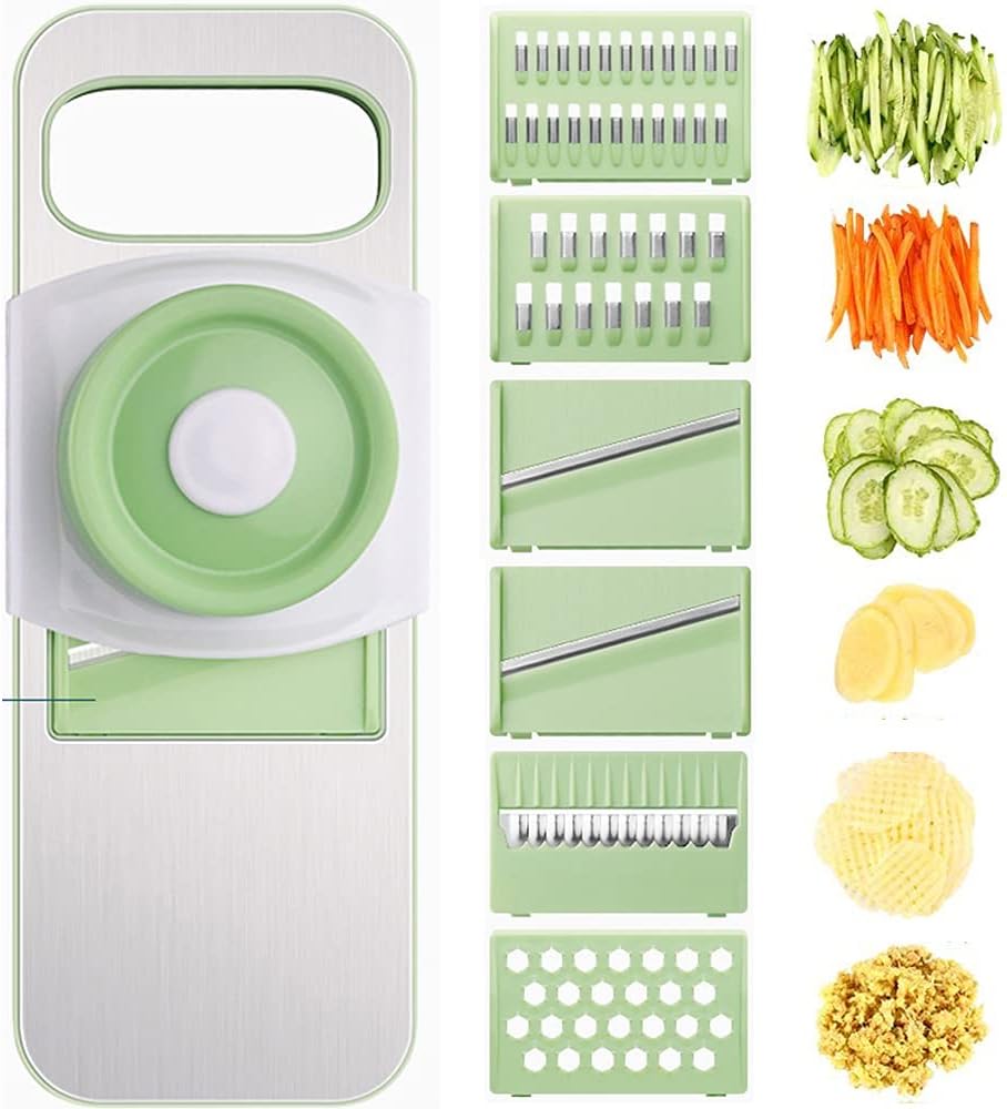 Mandoline Slicer,6 Interchangeable Blades Set Veggie Slicer Manual Slicer Kitchen for Garlic Cabbage Carrot Potato Tomato Fruit Salad