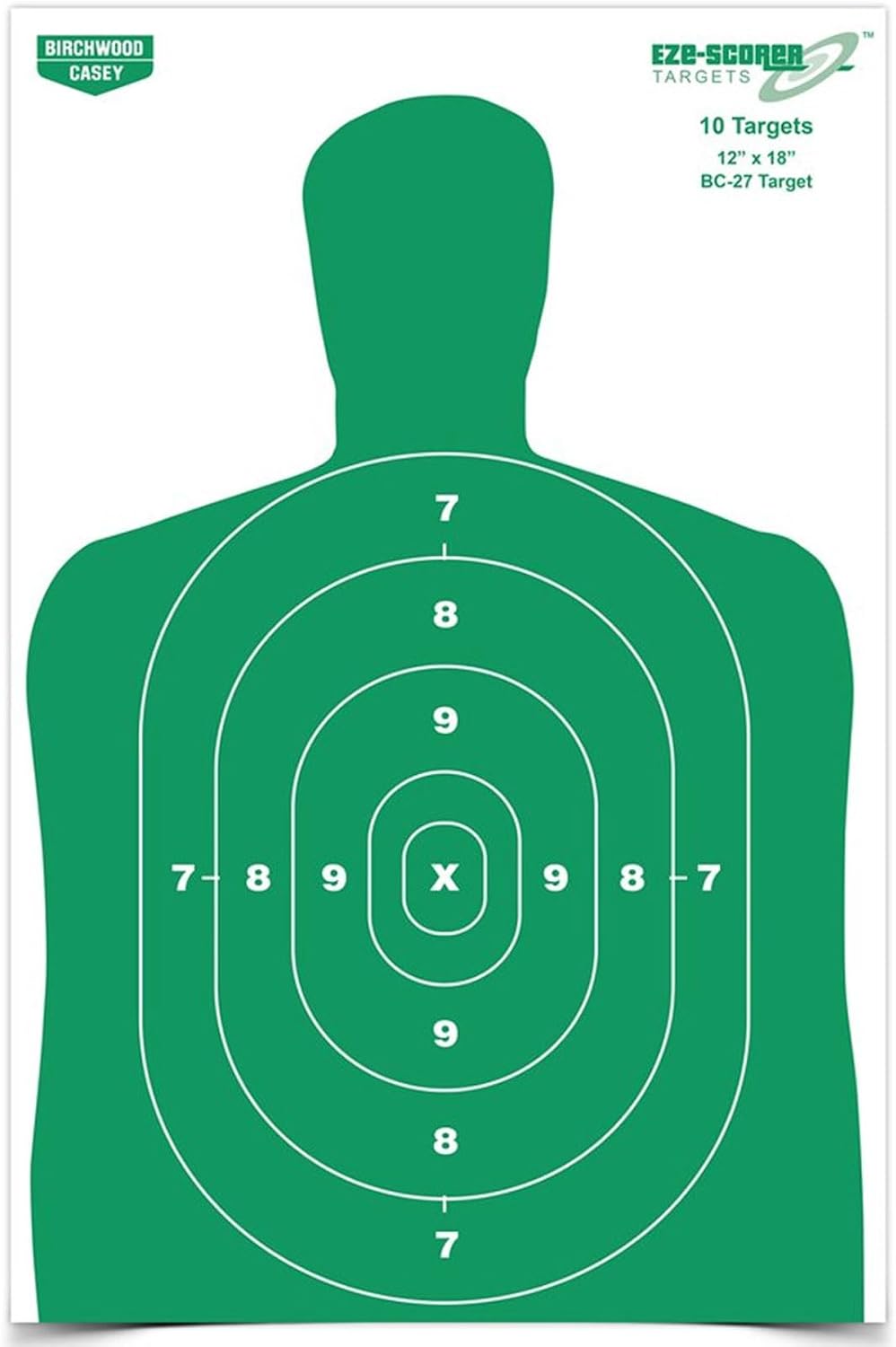 Birchwood Casey B-27 Silhouette Targets - 12x18 Inch High-Contrast Shooting Paper For Indoor/Outdoor Ranges