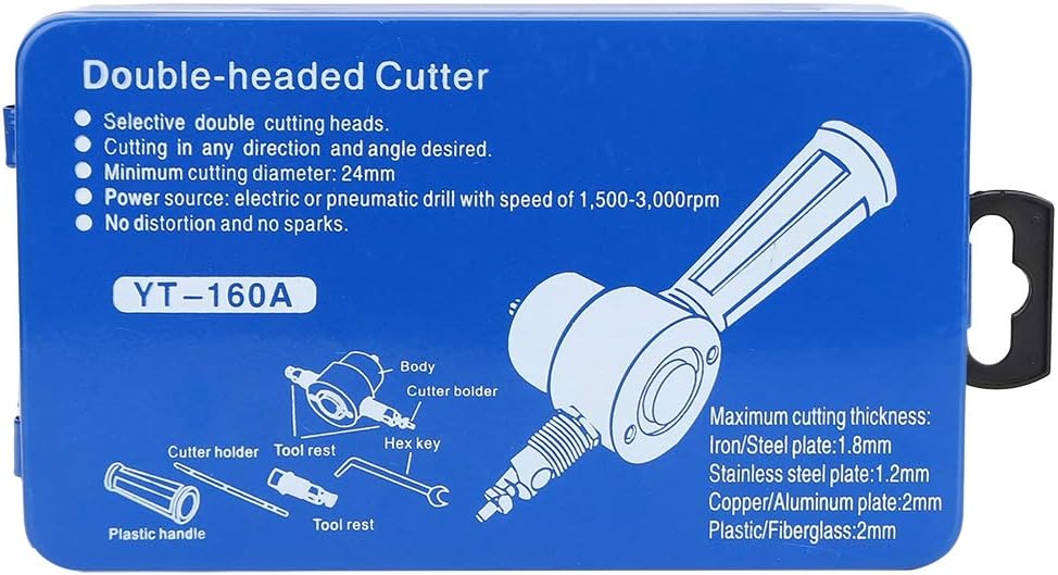 6pcs Double Head Metal Sheet Nibbler Cutter, Drill Attachment Kit for Thin Metal Cutting, 360° Adjustable with Spare Parts for Auto Repair and DIY Projects