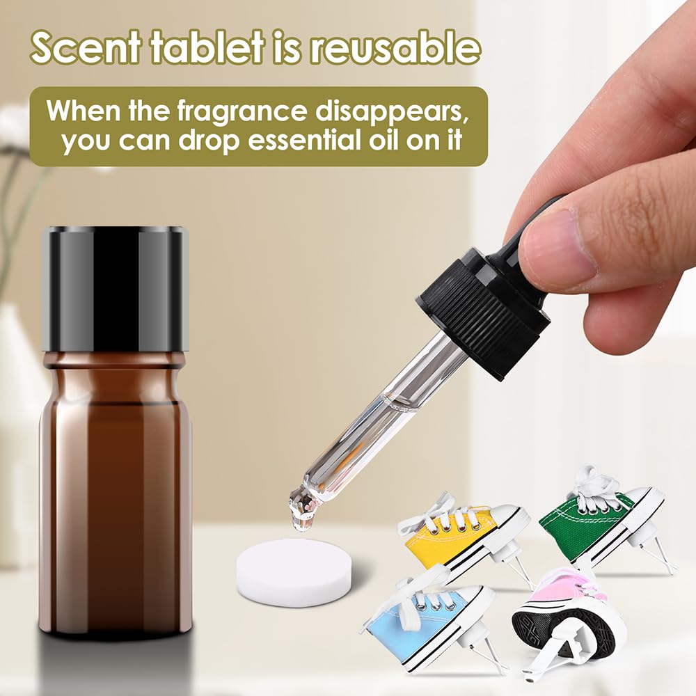 Paquete de 4 ambientadores para coche, bonitos zapatos, ambientadores de clip de ventilación de coche con 4 piezas de pastillas de aromas reutilizables, accesorios de coche para mujeres/hombres