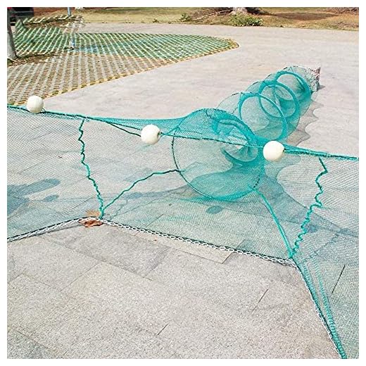 Lawaia Trampa para cangrejos Trampa para Peces Red de Pesca Trampa Plegable para cangrejos/Trampa portátil para Red fundida doblada con Flotador y Cadena para camarones, Langostas, cangrejos-3m