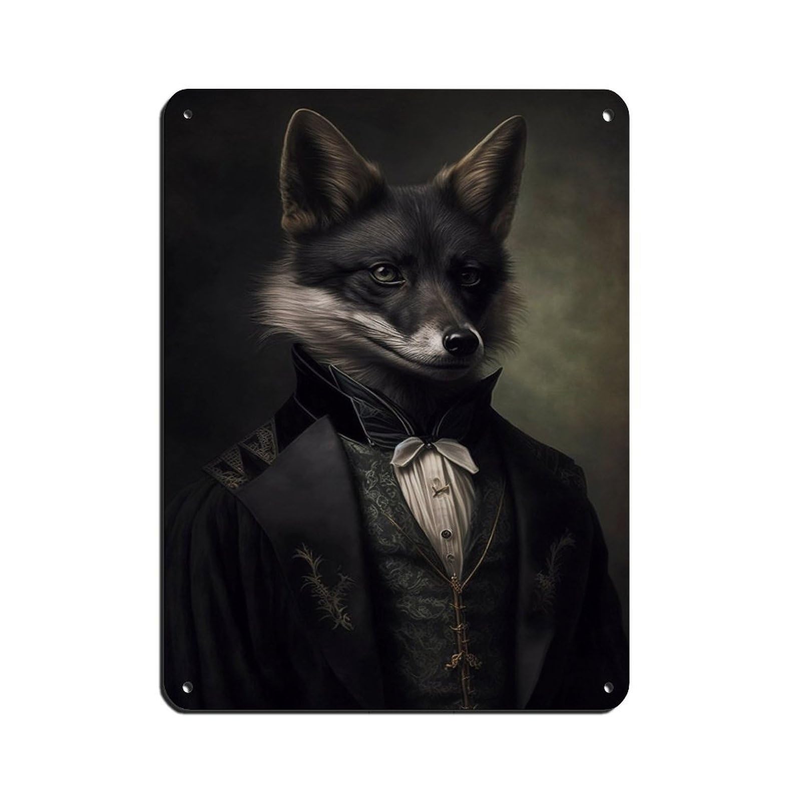 Gothic Black Fox Vintage Poster Tin Sign Vintage Metal Pub Club Cafe Bar Home Wall Art Decoration Poster Retro 12x16inch(30x40cm)