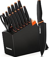 Vista 1 de Knife Set, Astercook 15 Pcs Dishwasher Safe Kitchen Knife Set with Built-in Sharpener, High Carbon German Stainless Steel Black Knife Block Set