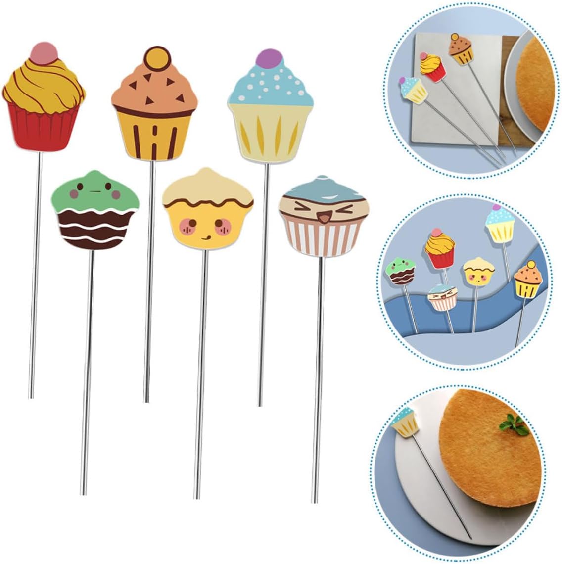 SOLUSTRE 6pcs Stainless Steel Cake Testing Needles Reusable Baking Probe Sticks for Accurate Doneness Detection in Kitchen Bakery Tools with Multiple