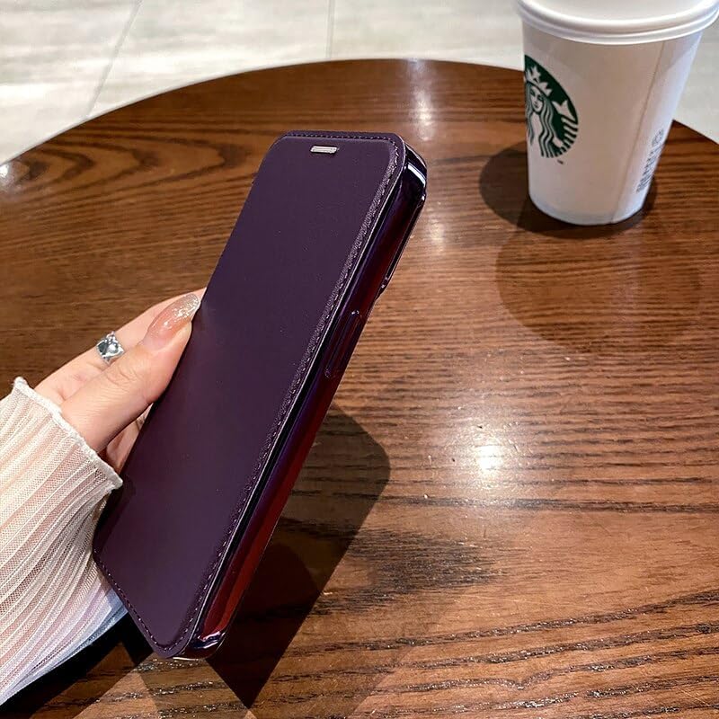 for iPhone 14/12 /11/13 Pro Max Case with Card Holder Pocket [Compatible with Magsafe ] Flip PU Leather with Plating Transparent Back Cover, Magnetic Business (Green,for iPhone 14 Pro Max)