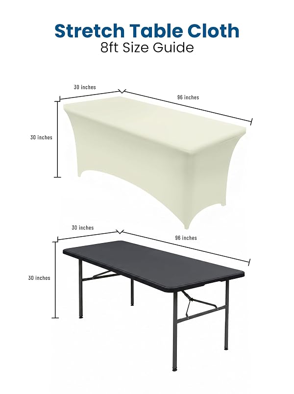 Utopia Kitchen Spandex Tablecloth 2 Pack [8FT, Ivory] Tight, Fitted, Washable and Wrinkle Resistant Stretch Table Cloth Rectangle Cover for Trade Show, Weddings & Parties [96Lx30Wx30H Inch] by Utopia Kitchen - Used condition - Image 4