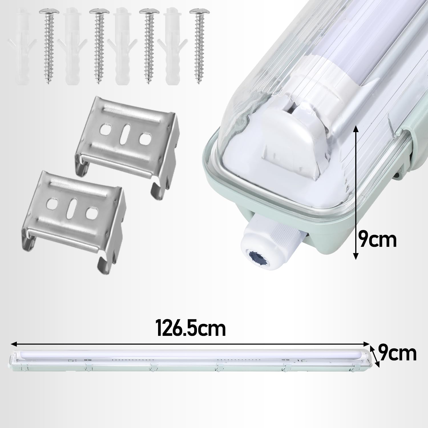 Reglette LED 120CM luz de baño 18W LED a prueba de humedad, blanco neutro 4500K, 1800lm lámpara fluorescente Impermeable IP65 luz de día luces de taller (4 piezas tubo T8)