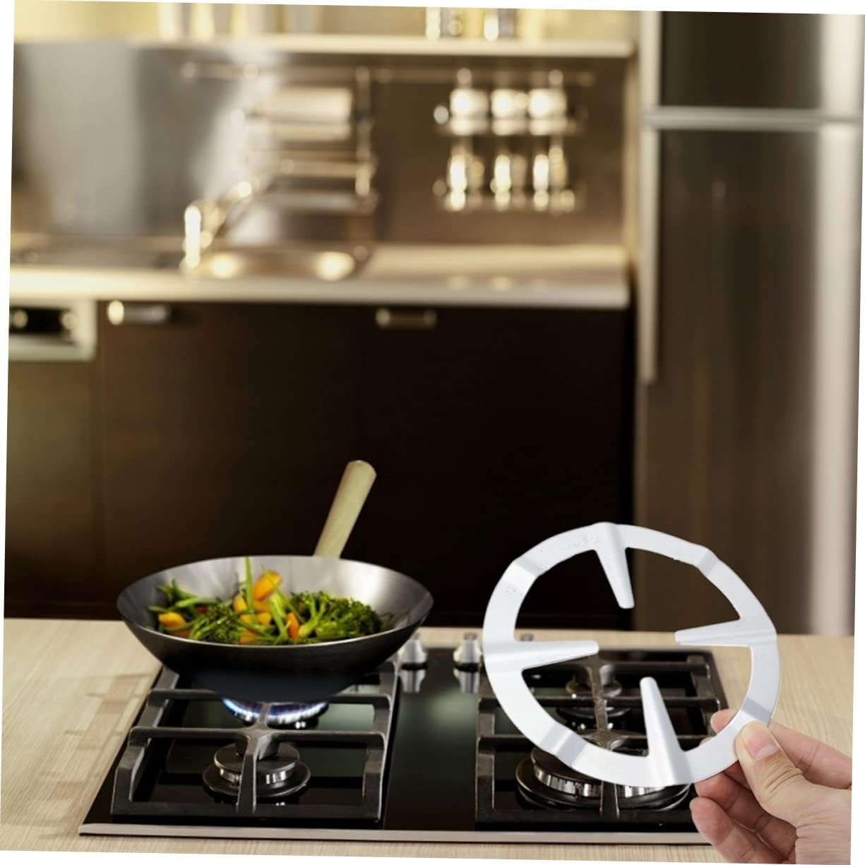 LIFKOME 3pcs Stable Gas Stove Rack Wok Ring for Stove Top Wear Resistant Wok Support Kitchen Essential
