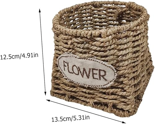 Miniatura 5 de Cabilock Cesta de almacenamiento de flores de paja, cesta de almacenamiento de paja, soporte de almacenamiento tejido a mano, cesta tejida a mano,