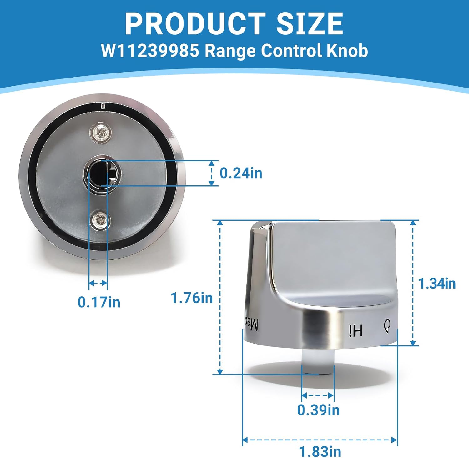 W11239985 Range Control Knob Fits for Whirlpool W10850015 Range Knob Replace 4845290 AP6333411 PS12578779 FIX12578779 W11032553