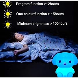 Glinrui Night Lights Dog Silicone Bedside lamp for Children, Baby Nursery Light Decorative Lamps Decompression Light - Break Resistant/Eye Caring/Adjustable Brightness & Color/Time Setting - Medium