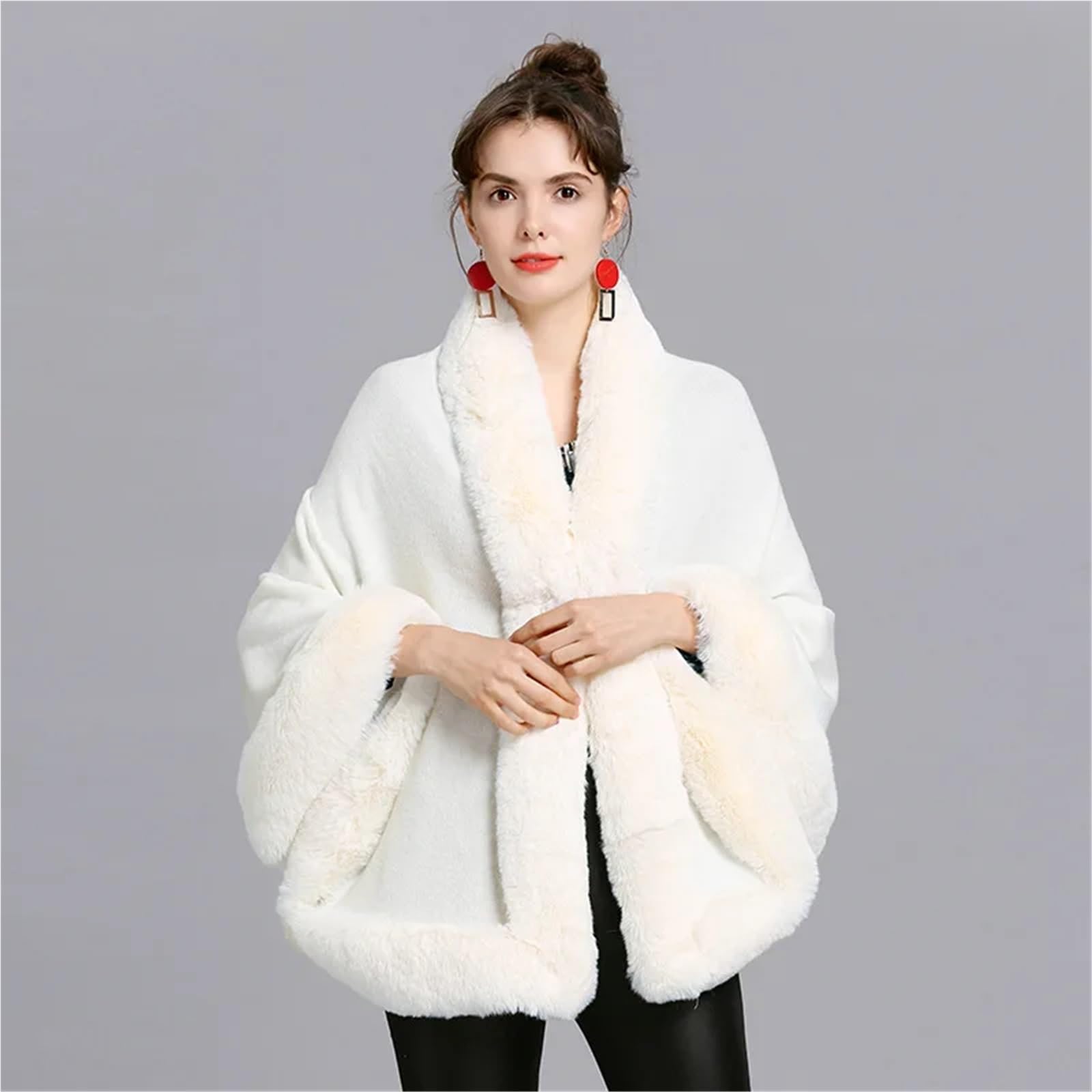 Cappa donna pelliccia sintetica 10 colori autunno inverno donna poncho lavorato a maglia in pelliccia sintetica avvolge colletto spesso abbigliamento esterno mantello allentato scialle da sposa