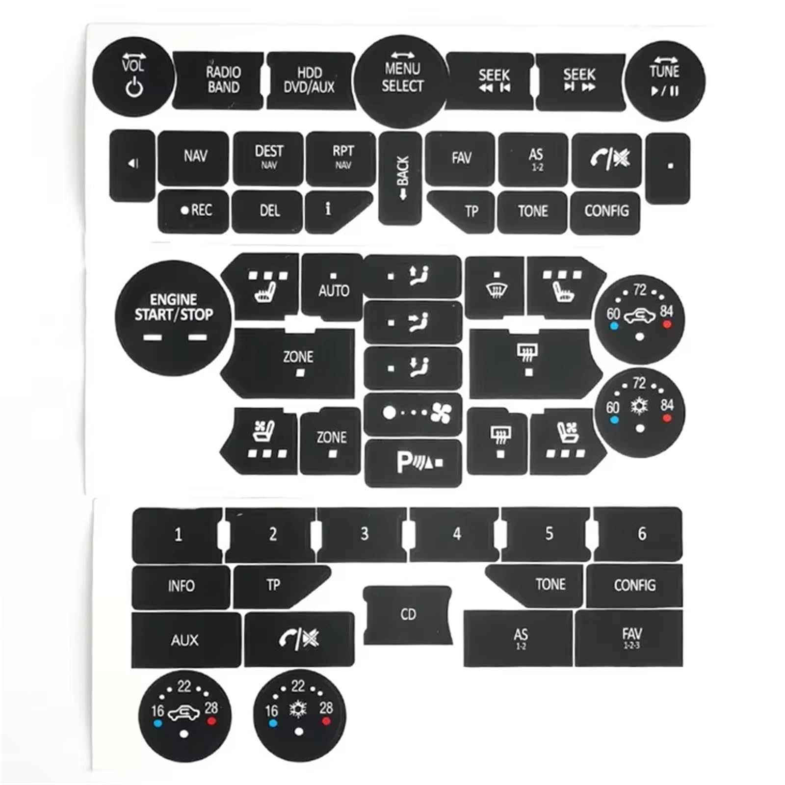 Repair Compatible with SAAB for Gen 3 9-5NG 9-4X Car Replacement Stickers Car Interior Multimedia AC Climate Control Button Repair Kit