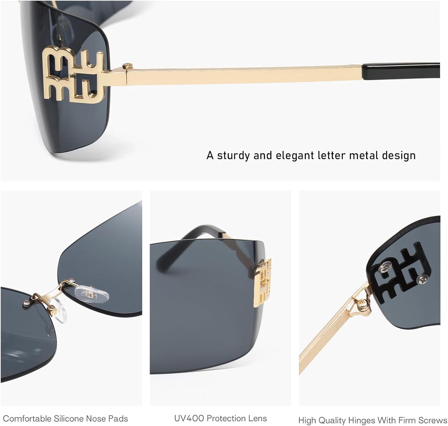 KENBO Futuristic Rimless Y2K Sunglasses for Women Men Fashion Wrap Around Frame Trendy Shield Frameless Design - Image 5