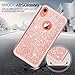 LeYi Compatible with iPhone XR Case with Glass Screen Protector [2 Pack] for Girls Women, Glitter Bling Sparkle Cute Coral Protective Phone Cover Cases for Apple iPhone XR 10 10XR (6.1