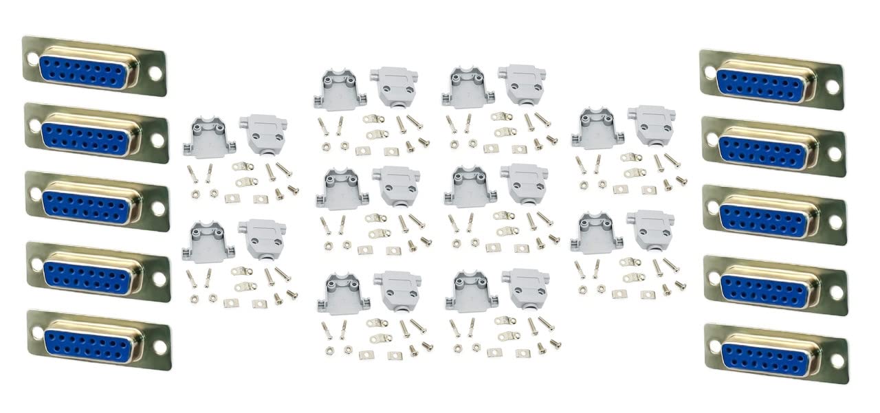 Erh India (Pack of 10 DB15 Connector Female and Female 15 Pin Electrical RS232 D-SUB Connector Solder Type 2 Row for Computer PCB rs232 Connector Female with Cover Case (B09QJSHRKK) Amazon Price History, Amazon Price Tracker