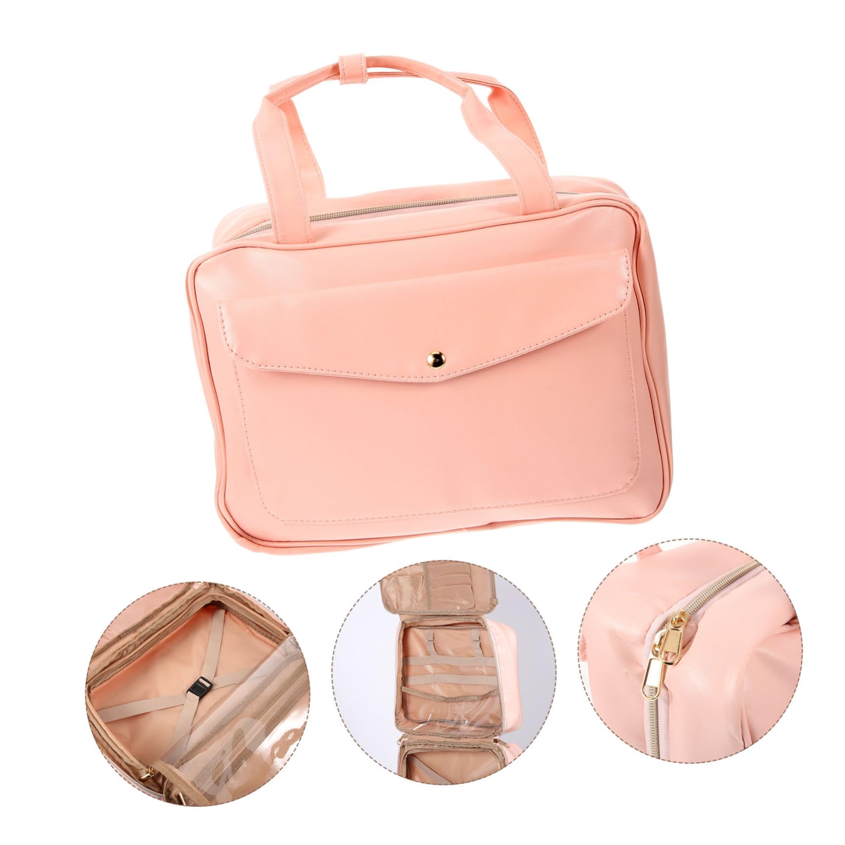 Borsa Per Cosmetici Donna in Similpelle Pu Organizer Da Viaggio Scomparti Multipli Tasche Per Articoli Da Toeletta Beauty Case Portatile Maniglia e Design Appeso Adatto Per Viaggi