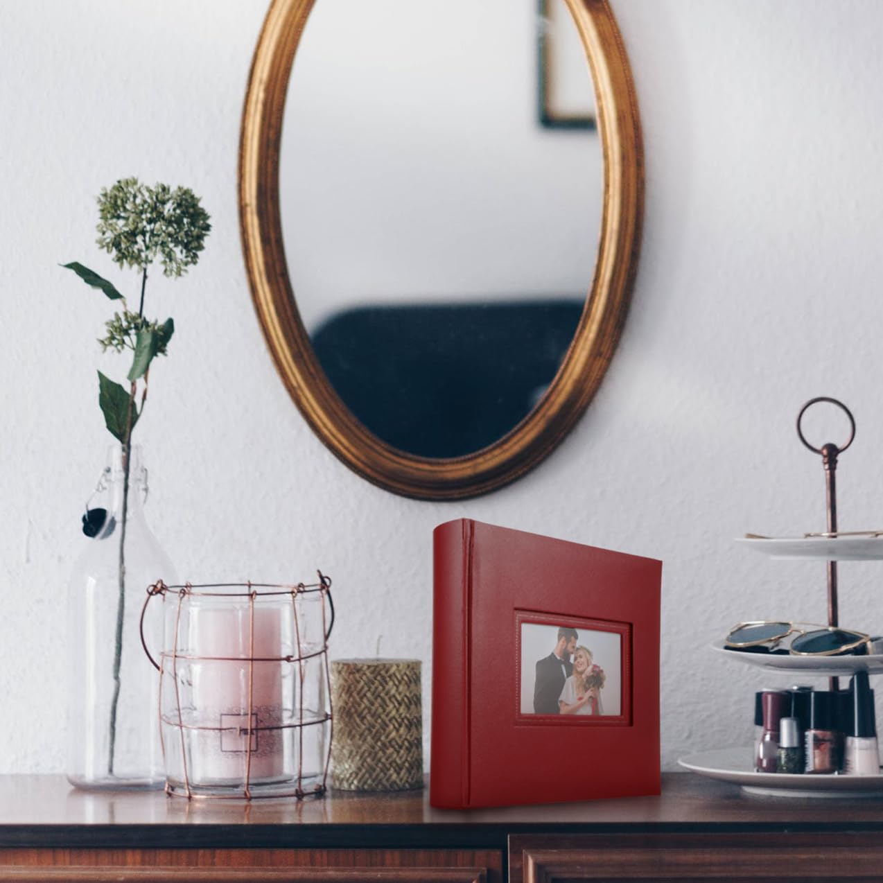 Álbum de Bolsillos Rojo 200 Fundas, Pp y Papel para Fotos | Diseño Elegante, Formato de Inserción, Adecuado para Bodas y Ocasiones Obsequios