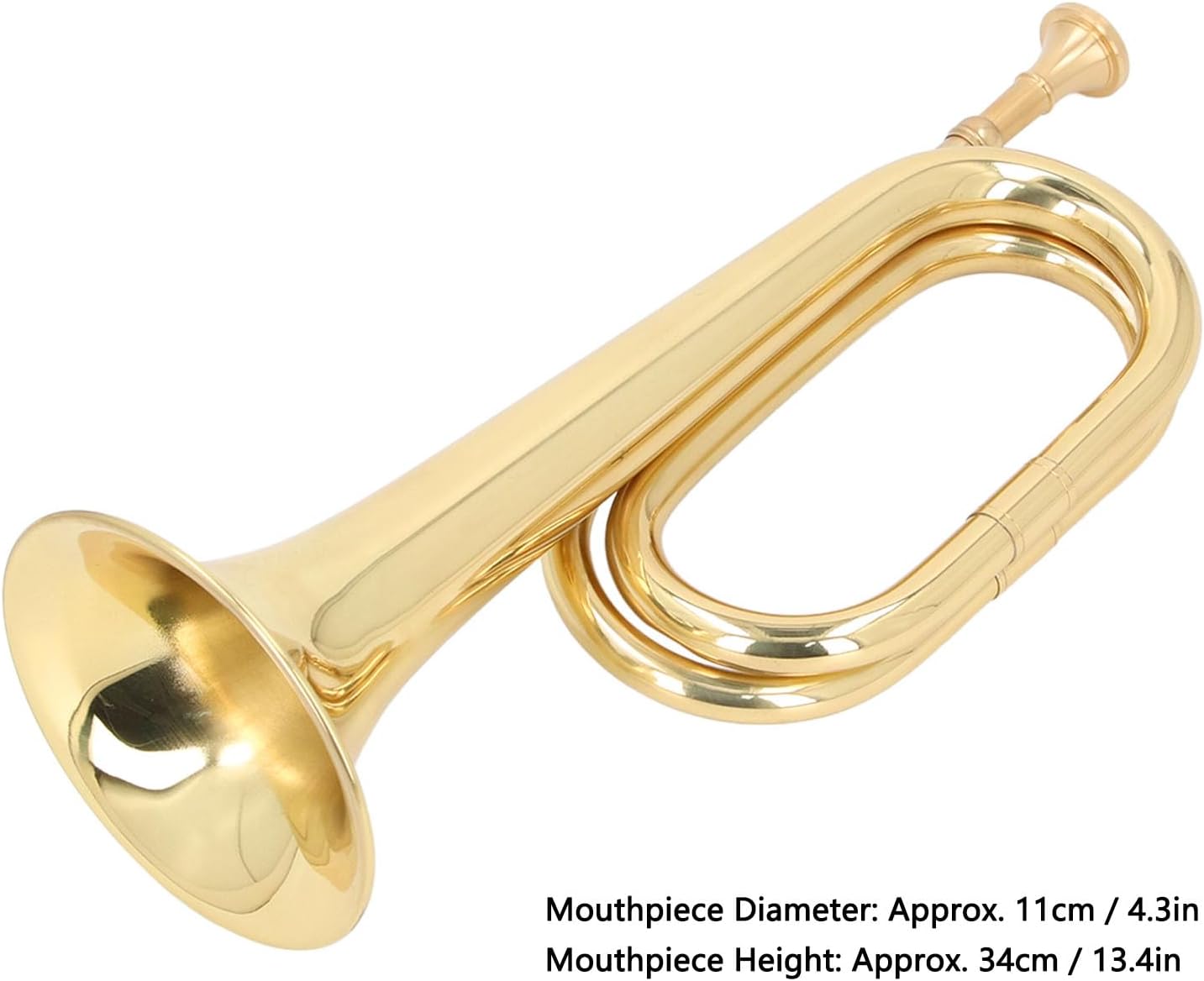 Military Bugle C Key Trumpet, Gold Bugle Cavalry Trumpet Brass Instrument for School Band Cavalry Beginner Military Orchestra, Brass Bugle Instruments, 11cm Dia Mouthpiece