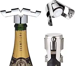 Mikah777 Tampa para Garrafa Champagne Espumante Rolha Vacuo Aço Inoxidável e Prata Cilindro 4 cm