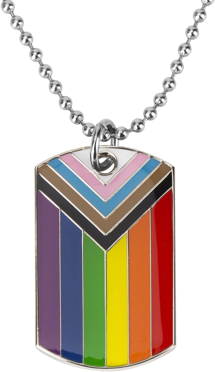 Progress Pride Dog Tags Pendant Rainbow Pride Gift LGBT Necklace