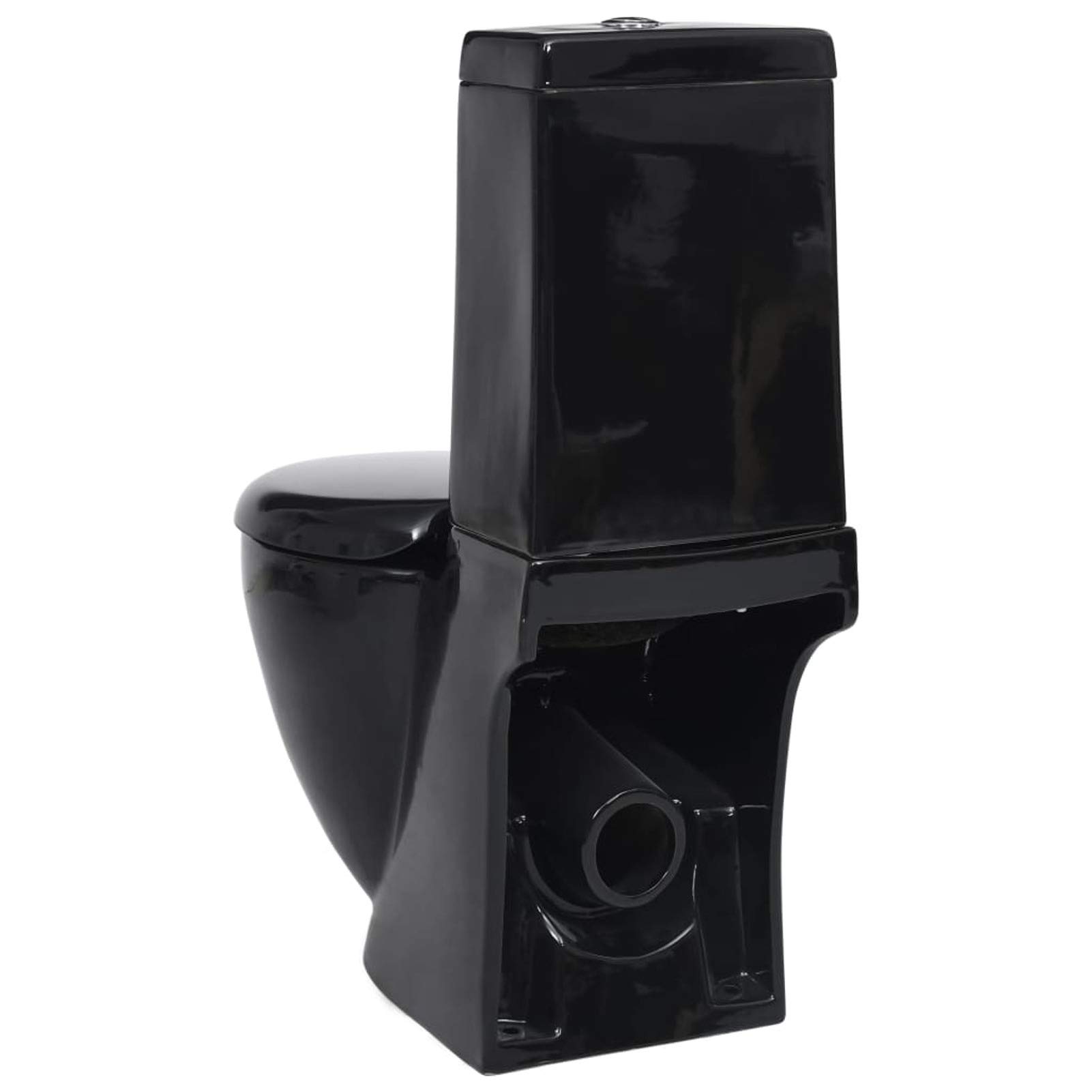 Inodoro WC flujo posterior de cerámica negro, Chaduof Inodoro Completo, Baños Completos, Toilet