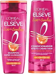 Kit Elseve Liso Dos Sonhos AHA + Queratina Vegetal Shampoo 400ml + Condicionador 400ml (2 produtos)