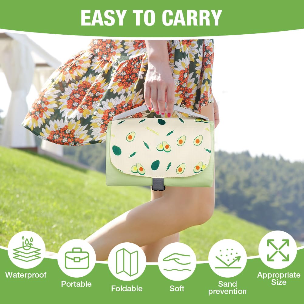 Ainiv Coperta da Picnic Impermeabile 210 x 220 CM 4-5 persone Portatile Pieghevole