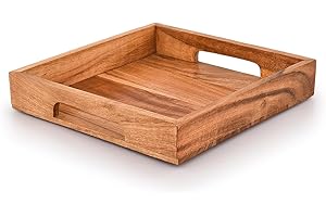 Acacia Wood Serving Tray with Handles