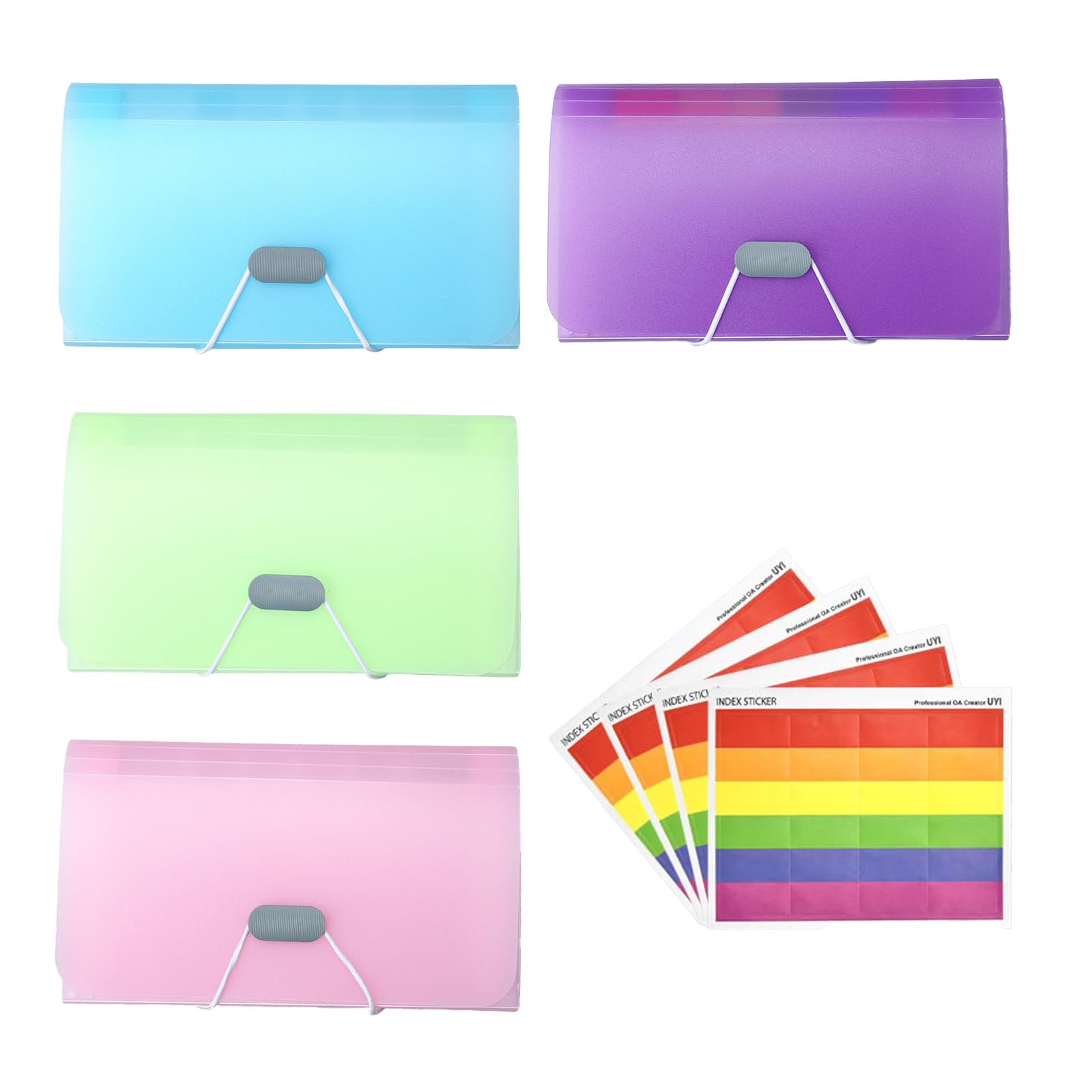 4pcs Expanding File Folder,A6 Size Portable Accordion Folder with 13 Pockets Flash Card Holder Mini Ticket File Organiser for Cards Bills Coupons Receipt