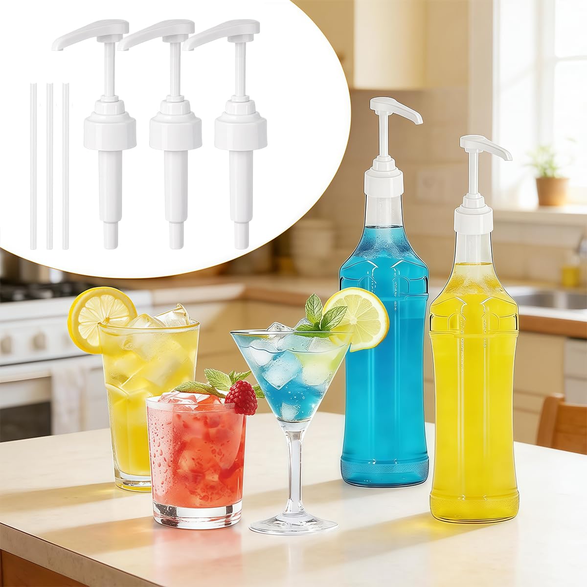 Caffè Dispenser Sciroppo Pompa, 3 Pezzi dosatore miele, dispenser miele, Pompa Per Sciroppo Pompa Dosatrice Per Bottiglie, Pompa Dosatrice Di Ricambio, Attacco Pompa Riutilizzabile