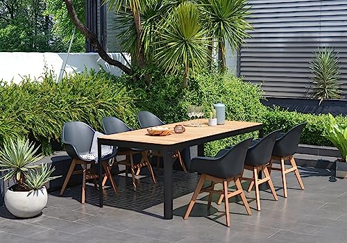 Image of Brampton Seizur Rectangular Dining Black Table | Ideal for Patio and Outdoors | Certified Teak