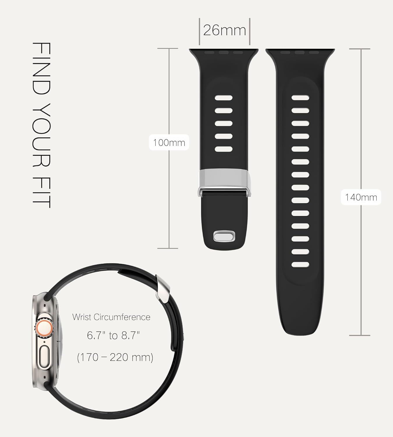 Sport Band for Apple Watch Ultra 3/2/1 49mm,S11/S10 46mm,9/8/7 45mm,SE3/SE2/SE/6/5/4 44mm,Soft Breathable Silicone Sports Watch Strap for Men