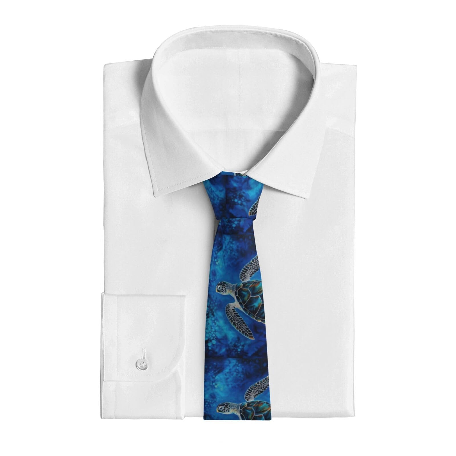Anceky Men's As Pic Sea Turtle-Blue Tie For Neckties Silk Novelty Neckties For Business Wedding