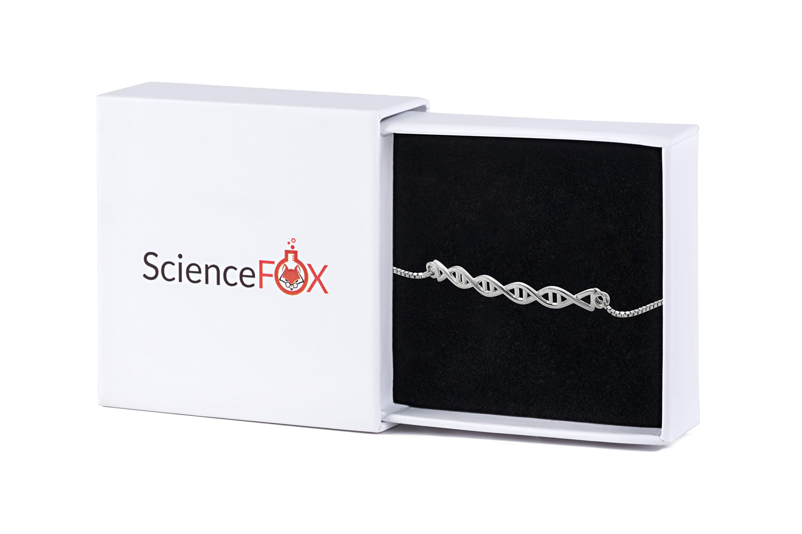 DNA Bracelet double hélice en argent sterling 925 en argent, or, or rose, disponible en cadeau pour les amateurs de biologie et de chimie