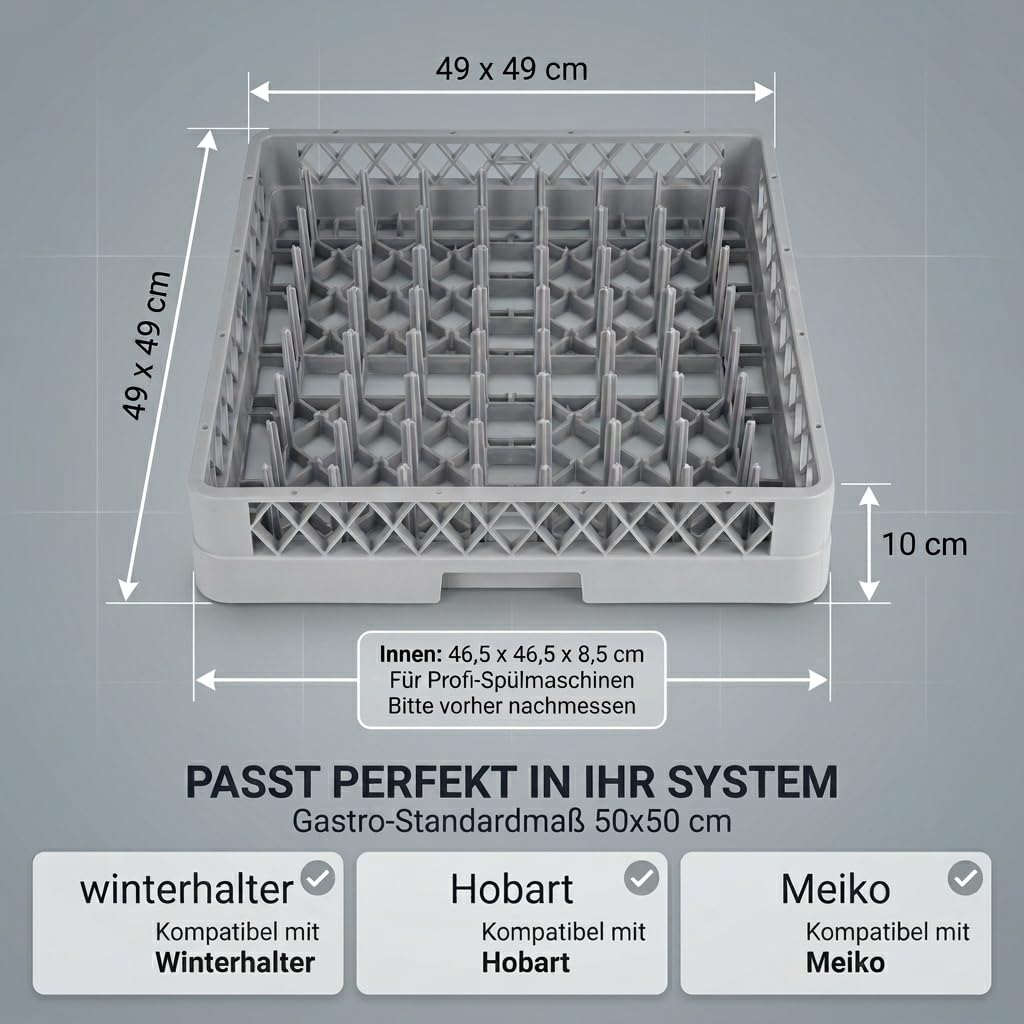 2+1 Set Spülkorb 50x50 für Gastro Spülmaschine – 2X Tellerspülkorb + 1x Besteckspülkorb (Durchfallschutz) Geschirrkorb für Restaurant Hotel Catering - Abtropfkorb