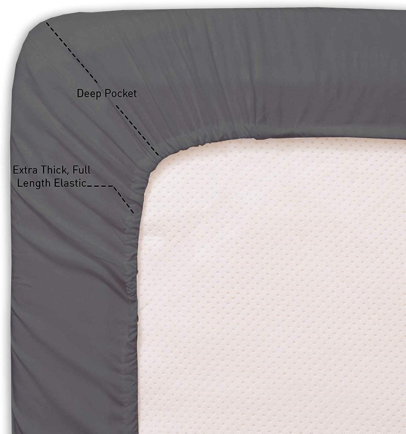 Cottington Lane Twin Size Sheet Set, 100% Egyptian Cotton Premium Hotel Quality 4 Piece Sheets Sets, High Thread Count Dark Grey Solid with 6-10" Deep Pocket