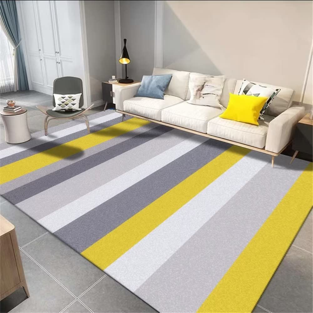 Tapis jaune lavable anti-tache pour chambre enfant fille et salon