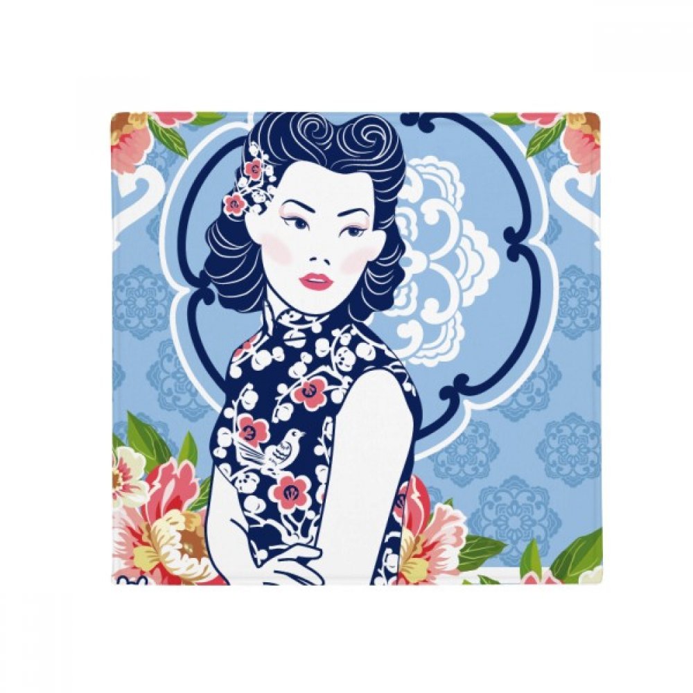 Tapis cadeau original motif fleur bleue tapis de sol créatif