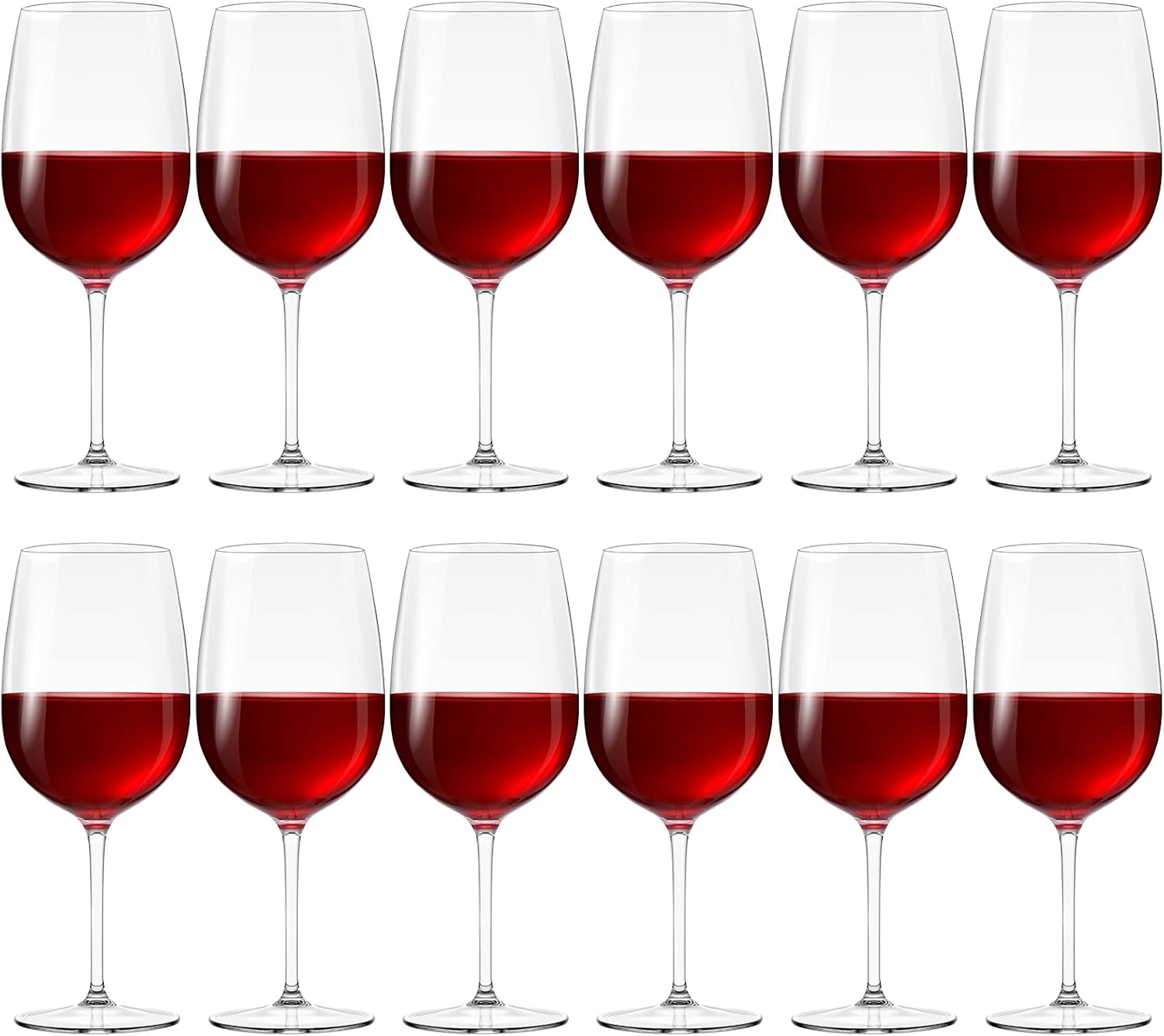 Set of 12 Unbreakable Acrylic Wine Glasses with Stem, 19 oz Plastic Wine Glasses Reusable Clear Goblet BPA-Free for Outdoor Drinking, Pool, Travel, Camping or Picnic Gift Supplies (Goblet)