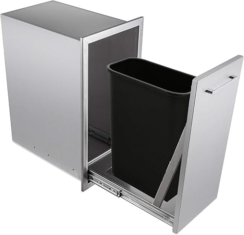 Miniatura 6 de Cajón de basura extraíble individual de 14 pulgadas de acero inoxidable para cocina al aire libre, cajón de basura para una papelera comercial de 10