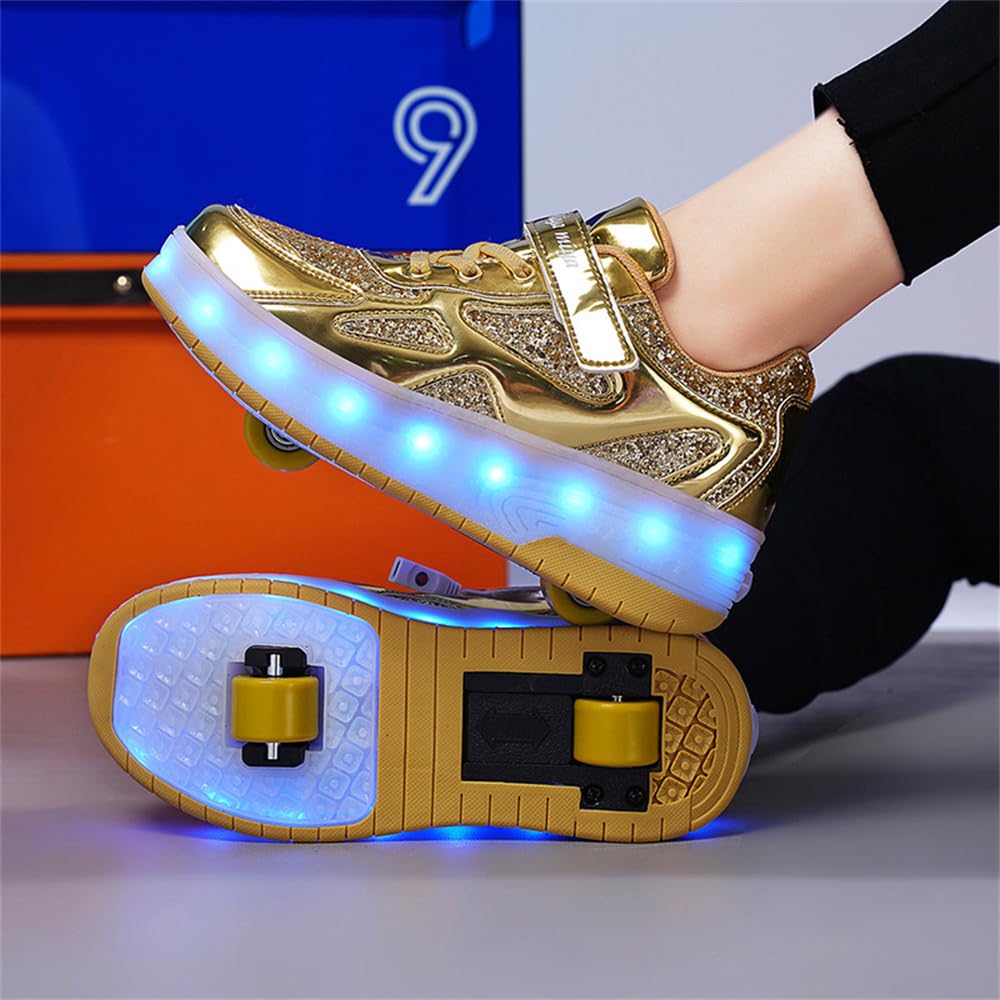 Mateju Zapatos con Ruedas para Niña y Niño Patines con 2 Ruedas, Zapatillas Deportivas al Aire Libre Retráctil, Zapatillas de Skateboarding Niñas Niños Adulto 29-40 EU