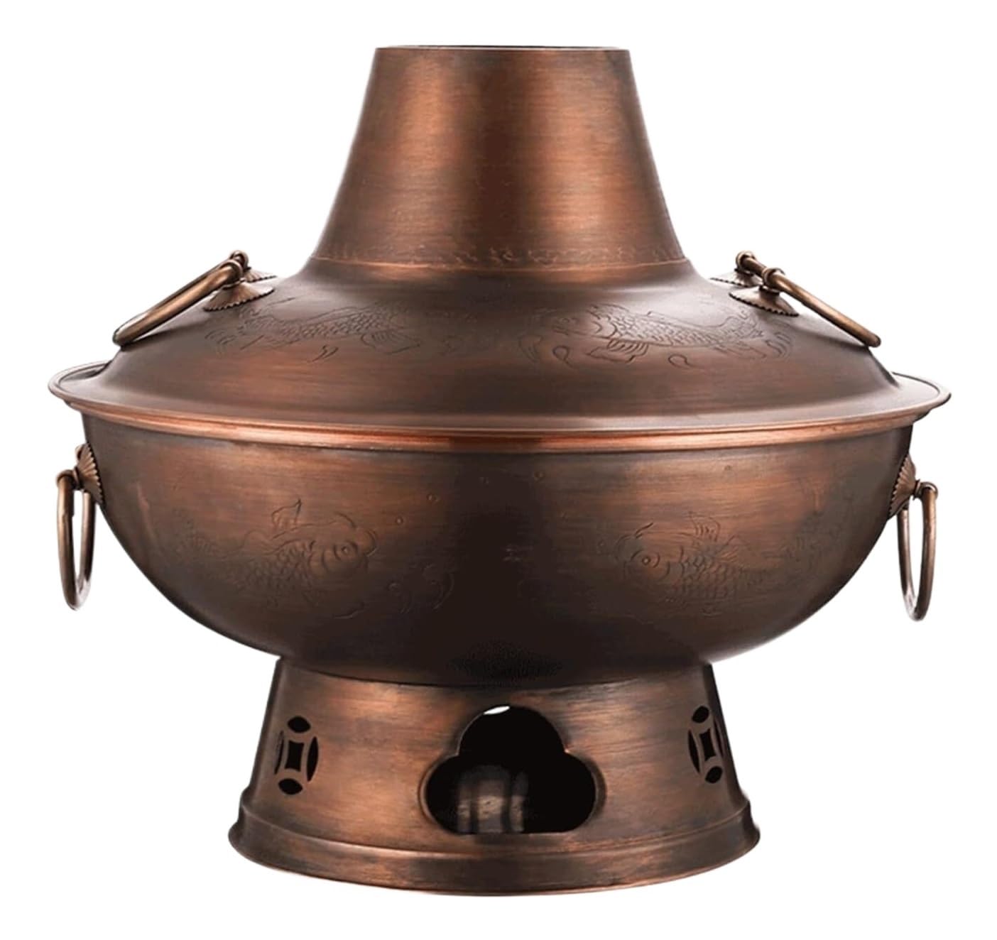 NGDFGR Chinese Hot Pot Copper Hot Pot Vintage Hot Pot For Home Party Family Gathering Hotpot Kitchen Cooker Cookware Hot Pot,B-32cm