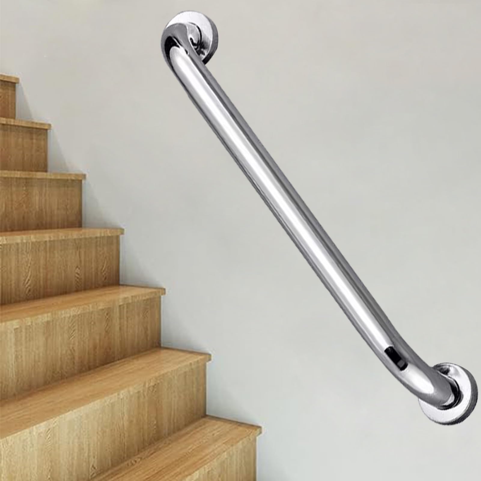 RRrawgff Outdoor Stainless Steel Stair Handrail Heavy Duty Wall Mounted Railing, Bathroom Safety Grab Bar Toilet Anti-Slip Rails(1.3ft/40cm)