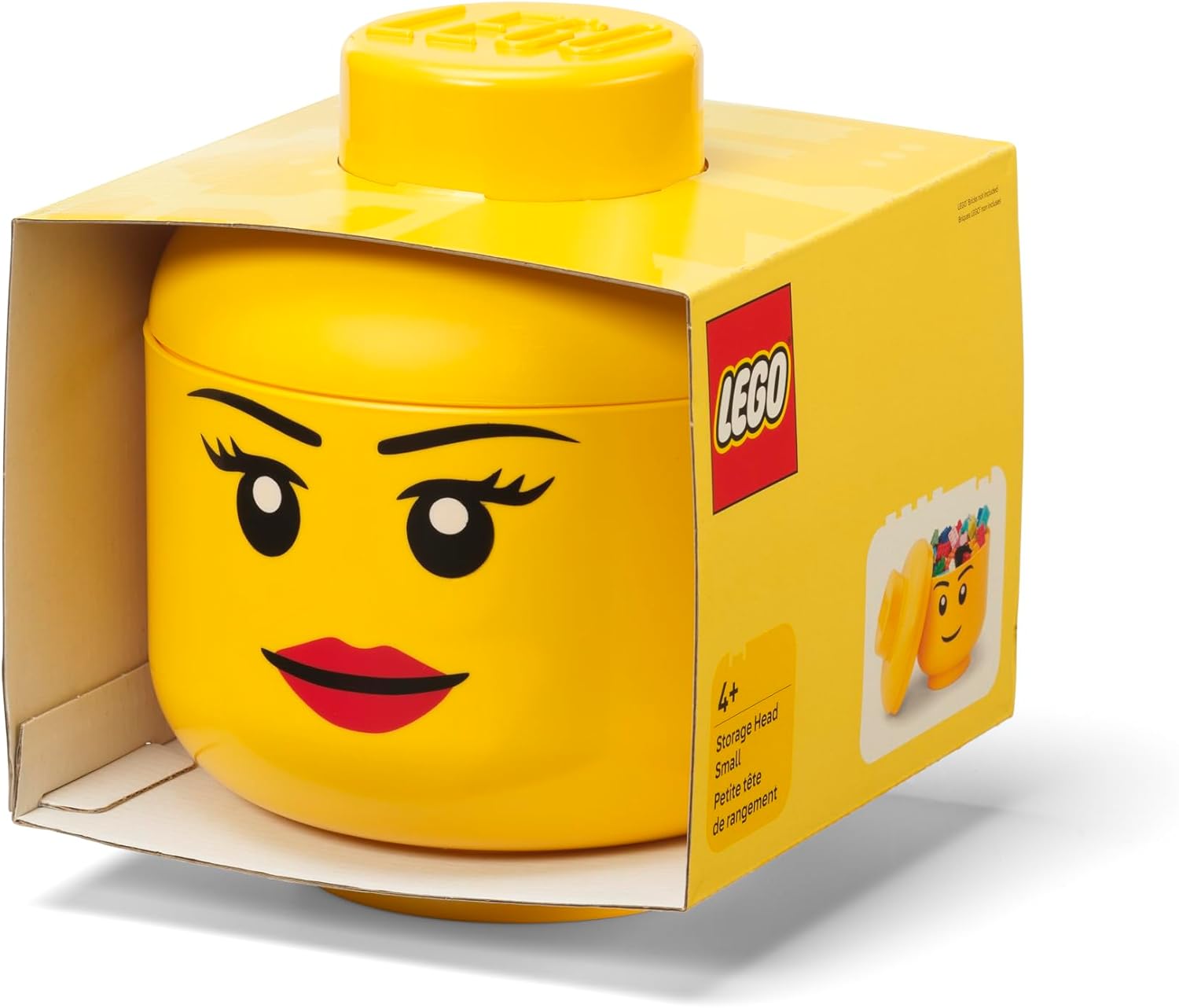 Room Copenhagen, LEGO Storage Heads Stackable Storage Container - Buildable Organizational Bins for Kid’s Toys and Accessories - 6.30 x 6.30 x 7.28in - Small, Girl, Holds 250 Bricks