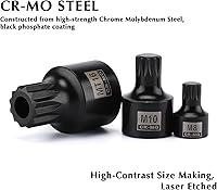 Vista 3 de EMENTOL 9PCS Low Profile Impact Triple Square Bit Socket Set, CR-MO, 1/4", 3/8" and 1/2" Drive, 9 Pieces Stubby Triple Square Bit Sockets, M4 - M12