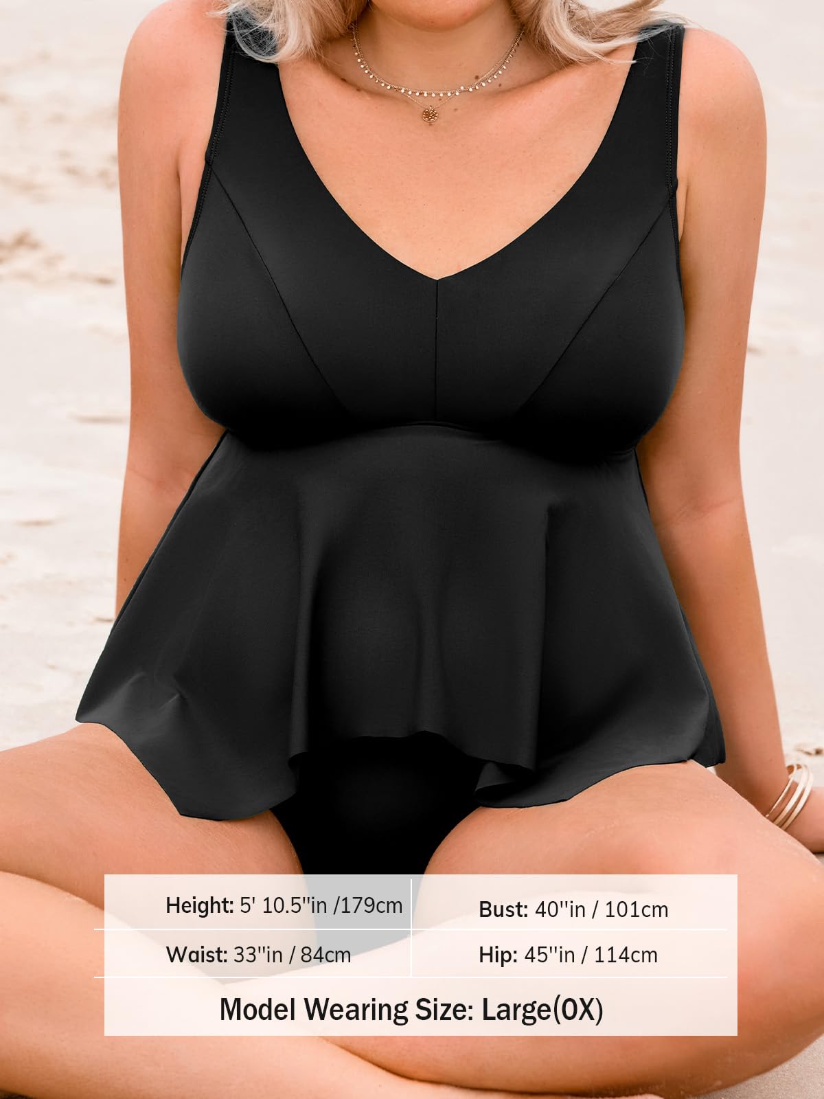 CUPSHE Tankini grande taille pour femme, col en V, taille haute, bretelles réglables, ourlet fluide asymétrique