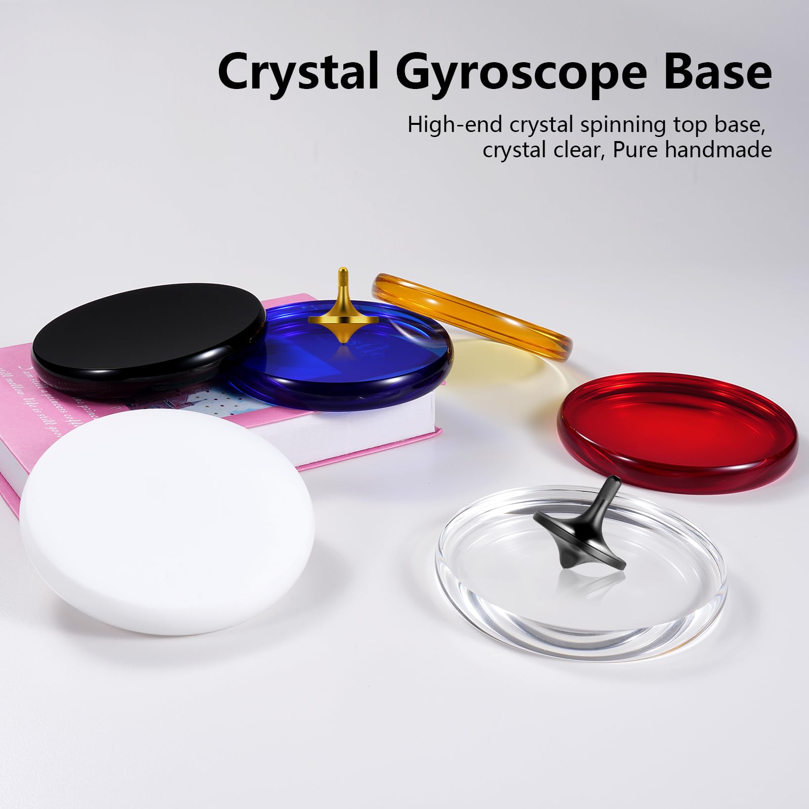 Base para peonza de Cristal K9, diseño cóncavo de Doble Cara, diámetro 120 mm, Grosor 14 mm, Lisa, de Baja fricción, Extender el Tiempo de rotación (L, Transparente)